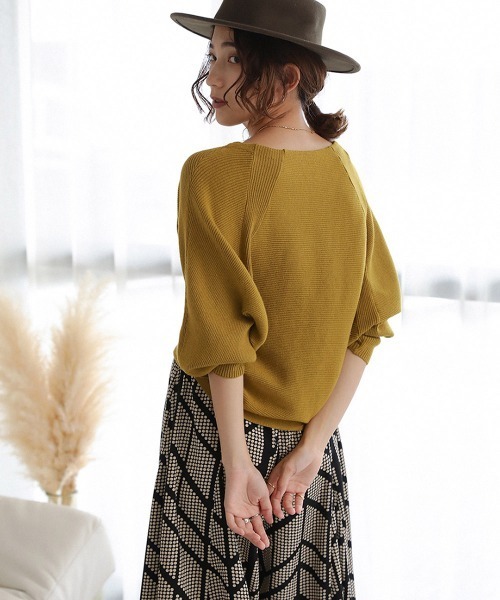 Bou Jeloud（ブージュルード）の「もち軽ラインリブニット（ニット/セーター・レディース・ブラック/カーキ/オレンジ/グリーン/グレー系その他・FREE）」の22枚目の写真