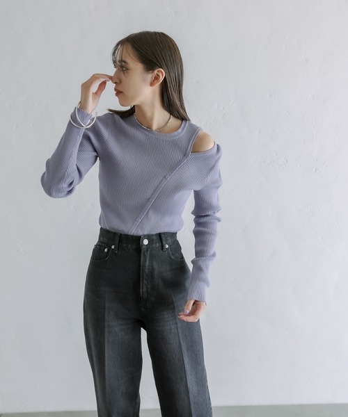 mystic（ミスティック）の「【カラバリ豊富】カットアウトスリムニット（ニット/セーター・レディース・アイボリー/ブラック/パープル/イエロー・FREE）」の16枚目の写真