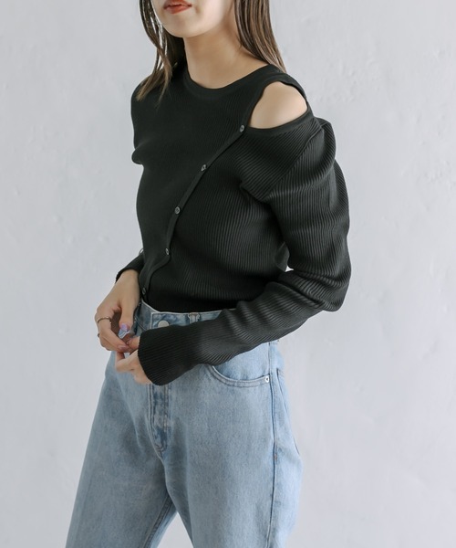 mystic（ミスティック）の「【カラバリ豊富】カットアウトスリムニット（ニット/セーター・レディース・アイボリー/ブラック/パープル/イエロー・FREE）」の12枚目の写真