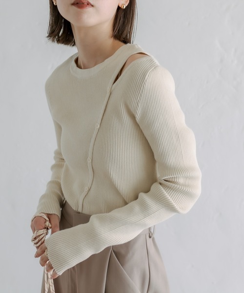 mystic（ミスティック）の「【カラバリ豊富】カットアウトスリムニット（ニット/セーター・レディース・アイボリー/ブラック/パープル/イエロー・FREE）」の21枚目の写真