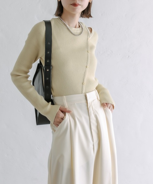 mystic（ミスティック）の「【カラバリ豊富】カットアウトスリムニット（ニット/セーター・レディース・アイボリー/ブラック/パープル/イエロー・FREE）」の15枚目の写真