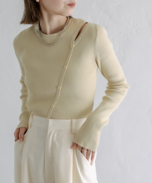 mystic（ミスティック）の「【カラバリ豊富】カットアウトスリムニット（ニット/セーター・レディース・アイボリー/ブラック/パープル/イエロー・FREE）」の10枚目の写真