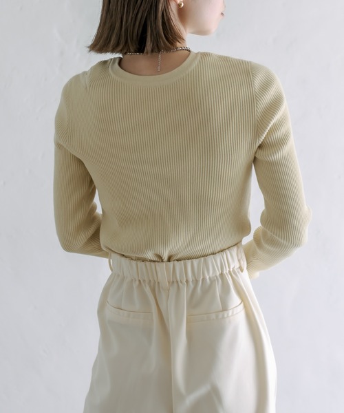 mystic（ミスティック）の「【カラバリ豊富】カットアウトスリムニット（ニット/セーター・レディース・アイボリー/ブラック/パープル/イエロー・FREE）」の6枚目の写真