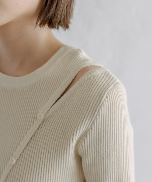 mystic（ミスティック）の「【カラバリ豊富】カットアウトスリムニット（ニット/セーター・レディース・アイボリー/ブラック/パープル/イエロー・FREE）」の14枚目の写真