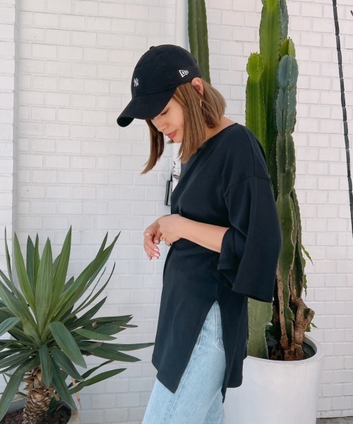 Vicente（ヴィセンテ）の「Gloss slit tops（Tシャツ/カットソー・レディース・ブラック/ベージュ・FREE）」の8枚目の写真