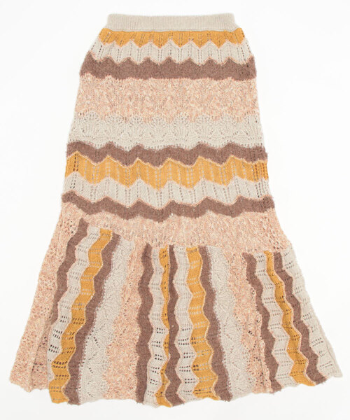 CAMILLE EAU(カミーユオー)の「ボーダーパッチワークニットスカート(スカート・レディース・イエロー/ブルー・MEDIUM)」の3枚目の写真