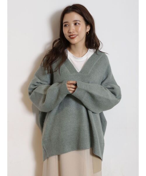 COTORICA（コトリカ）の「ボリュームスリーブキーネックニット（ニット/セーター・レディース・ベージュ/オフホワイト/グリーン・FREE）」の14枚目の写真