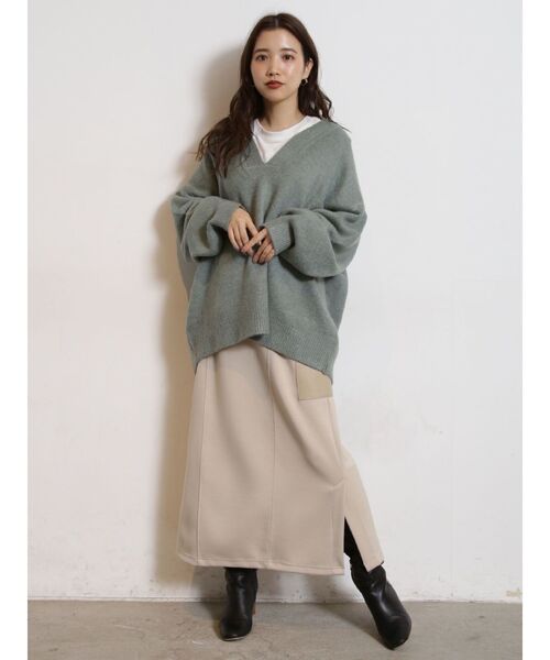 COTORICA（コトリカ）の「ボリュームスリーブキーネックニット（ニット/セーター・レディース・ベージュ/オフホワイト/グリーン・FREE）」の15枚目の写真