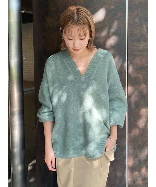 COTORICA（コトリカ）の「ボリュームスリーブキーネックニット（ニット/セーター・レディース・ベージュ/オフホワイト/グリーン・FREE）」の18枚目の写真