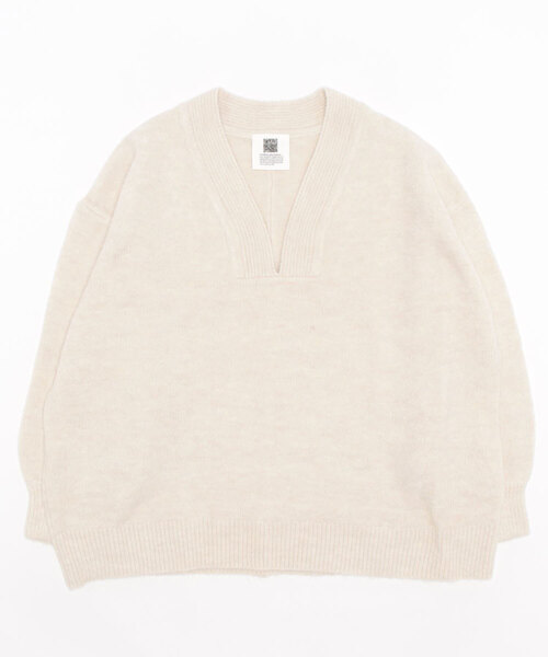 COTORICA（コトリカ）の「ボリュームスリーブキーネックニット（ニット/セーター・レディース・ベージュ/オフホワイト/グリーン・FREE）」の2枚目の写真