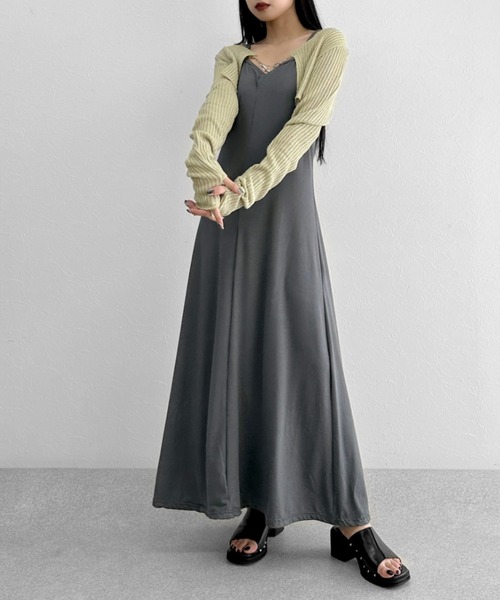 LVEU.（ラブユ.）の「【LVEU.】チェーンデザインシアーニットカーディガン / トップス カーディガン カーデ チェーン シアー メッシュ クロップド ショート 長袖 ブラック ライトグリーン 黄緑 ブルー オレンジ ネオンカラー（カーディガン/ボレロ・レディース・ブラック/ライトグリーン/オレンジ/ブルー・FREE）」の16枚目の写真