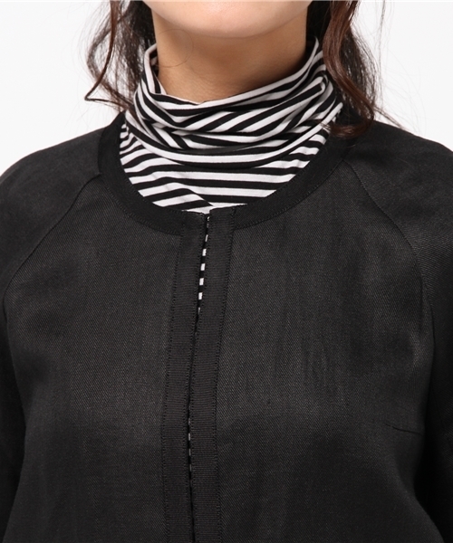 FIGARO Paris（フィガロパリ）の「◆リネンツイルノーカラージャケット（ノーカラージャケット・レディース・ブラック/アイボリー・36/38）」の10枚目の写真