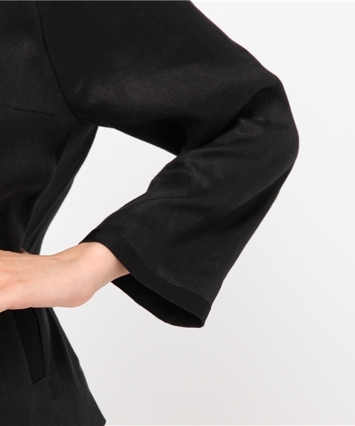 FIGARO Paris（フィガロパリ）の「◆リネンツイルノーカラージャケット（ノーカラージャケット・レディース・ブラック/アイボリー・36/38）」の11枚目の写真