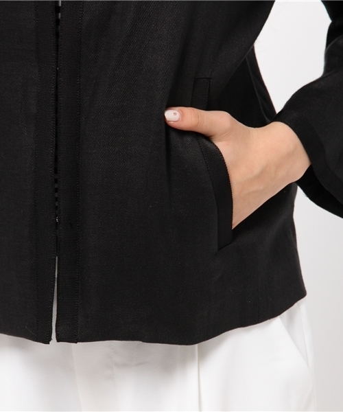 FIGARO Paris（フィガロパリ）の「◆リネンツイルノーカラージャケット（ノーカラージャケット・レディース・ブラック/アイボリー・36/38）」の12枚目の写真
