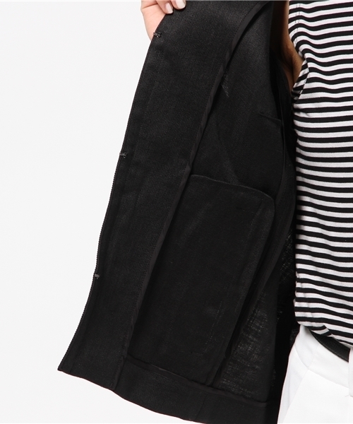 FIGARO Paris（フィガロパリ）の「◆リネンツイルノーカラージャケット（ノーカラージャケット・レディース・ブラック/アイボリー・36/38）」の14枚目の写真