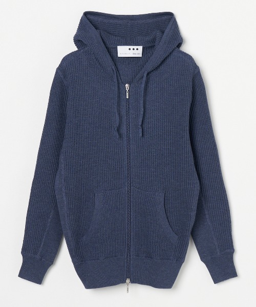 three dots(スリードッツ)の「ワッフル ジップフーディ(パーカー・メンズ・ホワイト/グレー/ネイビー・MEDIUM/LARGE/SMALL)」の3枚目の写真