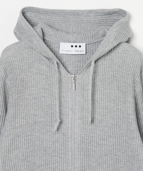 three dots(スリードッツ)の「ワッフル ジップフーディ(パーカー・メンズ・ホワイト/グレー/ネイビー・MEDIUM/LARGE/SMALL)」の6枚目の写真