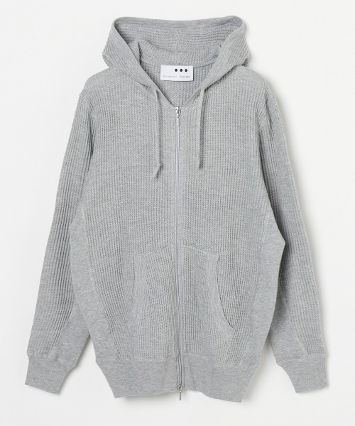 three dots(スリードッツ)の「ワッフル ジップフーディ(パーカー・メンズ・ホワイト/グレー/ネイビー・MEDIUM/LARGE/SMALL)」の4枚目の写真