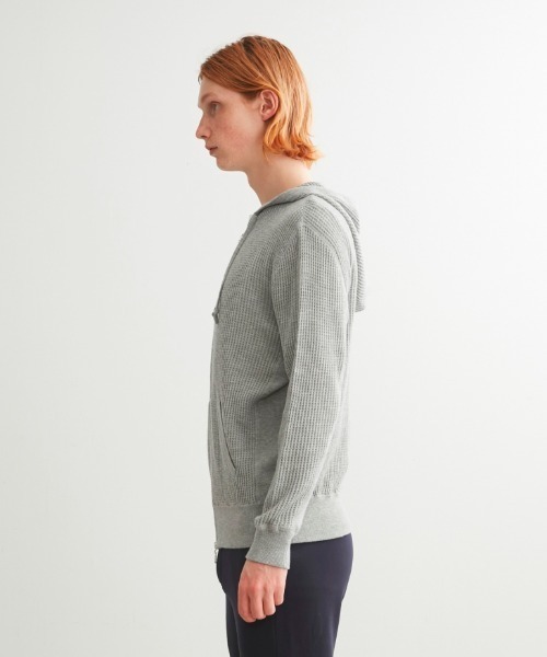 three dots(スリードッツ)の「ワッフル ジップフーディ(パーカー・メンズ・ホワイト/グレー/ネイビー・MEDIUM/LARGE/SMALL)」の15枚目の写真