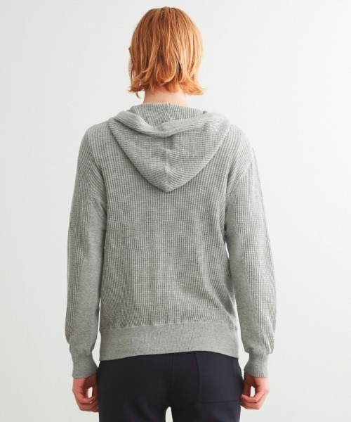 three dots(スリードッツ)の「ワッフル ジップフーディ(パーカー・メンズ・ホワイト/グレー/ネイビー・MEDIUM/LARGE/SMALL)」の16枚目の写真
