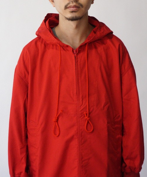superNova.（スーパーノヴァ）の「Pullover army parka - Rip stop（パーカー・メンズ・レッド・M/S）」の5枚目の写真