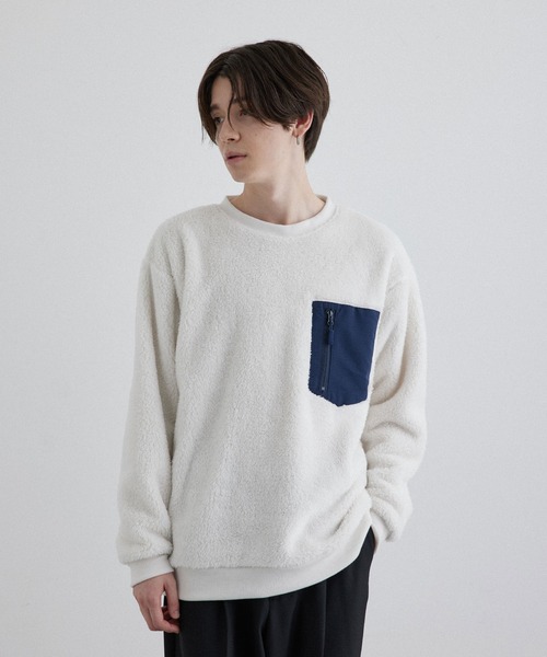 JUNRED（ジュンレッド）の「ボアプルオーバー（その他トップス・メンズ・グレー/ホワイト系その他2/ブルー系その他4/ホワイト・L/LL/M）」の2枚目の写真