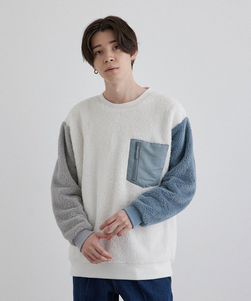 JUNRED（ジュンレッド）の「ボアプルオーバー（その他トップス・メンズ・グレー/ホワイト系その他2/ブルー系その他4/ホワイト・L/LL/M）」の3枚目の写真