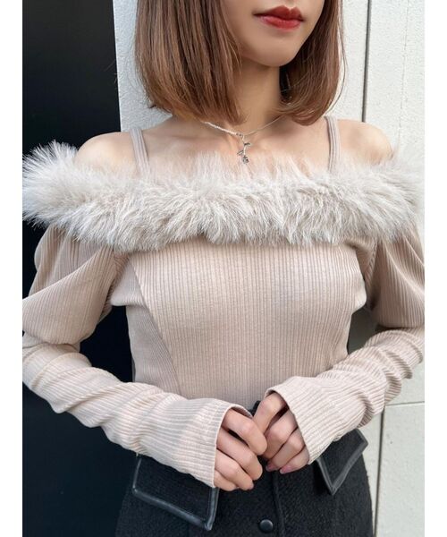 EATME（イートミー）の「フワフワリブTOP（Tシャツ/カットソー・レディース・ブラック/ベージュ/ブラウン・FREE）」の3枚目の写真