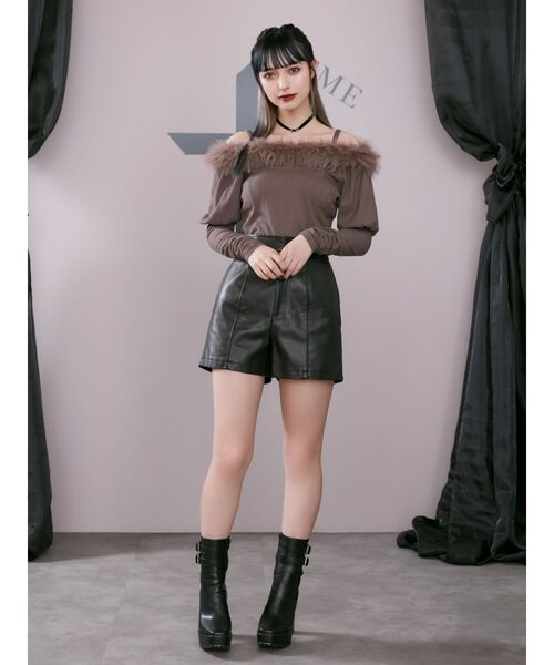 EATME（イートミー）の「フワフワリブTOP（Tシャツ/カットソー・レディース・ブラック/ベージュ/ブラウン・FREE）」の4枚目の写真