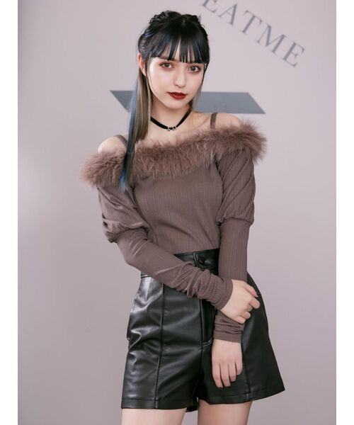 EATME（イートミー）の「フワフワリブTOP（Tシャツ/カットソー・レディース・ブラック/ベージュ/ブラウン・FREE）」の5枚目の写真