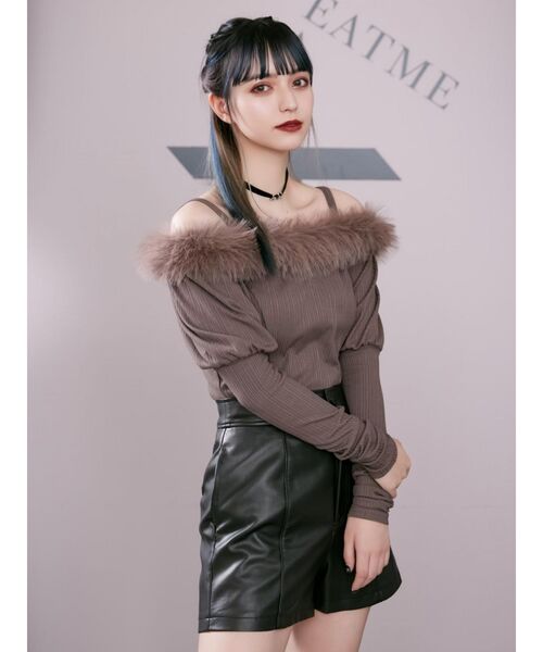 EATME（イートミー）の「フワフワリブTOP（Tシャツ/カットソー・レディース・ブラック/ベージュ/ブラウン・FREE）」の13枚目の写真