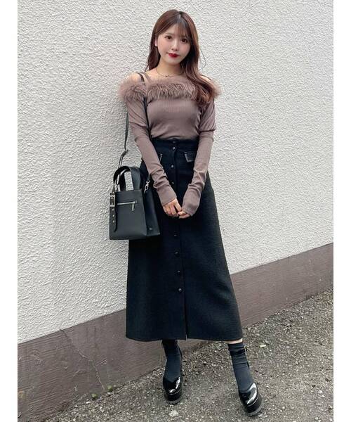 EATME（イートミー）の「フワフワリブTOP（Tシャツ/カットソー・レディース・ブラック/ベージュ/ブラウン・FREE）」の16枚目の写真