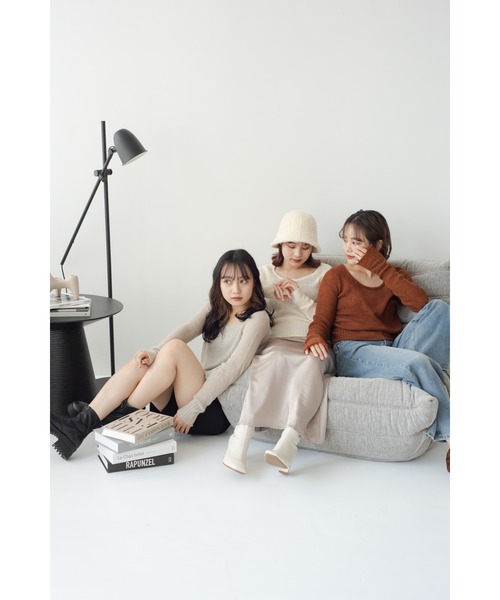 JUMELLE(ジュメロ)の「ローゲージリブニット(ニット/セーター・レディース・アイボリー/ブラウン/ベージュ・FREE)」の8枚目の写真