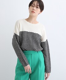 INDIVI | 【モヘヤ混】ヘリンボーンジャカードニット(ニット/セーター)