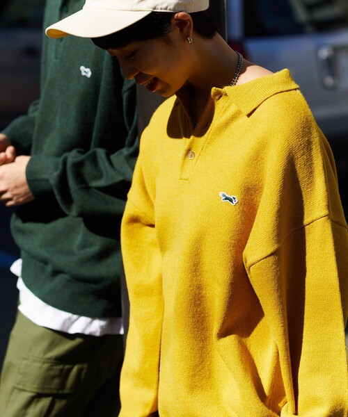 FREAK'S STORE（フリークスストア）の「TOWN CRAFT/タウンクラフト 別注 7G ルーズシルエット ロングスリーブ ニットポロシャツ（ニット/セーター・メンズ・ベージュ/グリーン/マスタード/ブラック・MEDIUM/LARGE）」の5枚目の写真