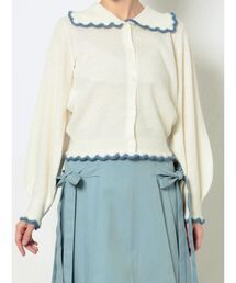 merry jenny | バイカラースカラップニットカーディガン(ニット/セーター)