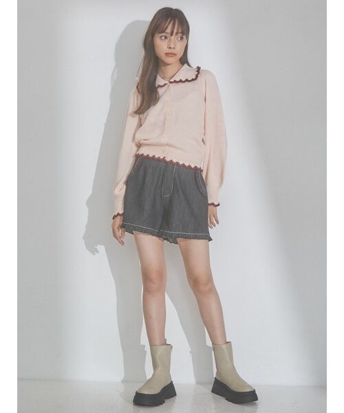 merry jenny（メリージェニー）の「バイカラースカラップニットカーディガン（ニット/セーター・レディース・グレー/オフホワイト/ピンク・FREE）」の13枚目の写真