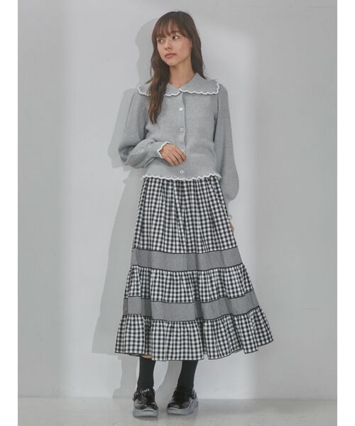 merry jenny（メリージェニー）の「バイカラースカラップニットカーディガン（ニット/セーター・レディース・グレー/オフホワイト/ピンク・FREE）」の18枚目の写真