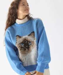 niko and... | キャット柄ジャカードニットプルオーバー(ニット/セーター)