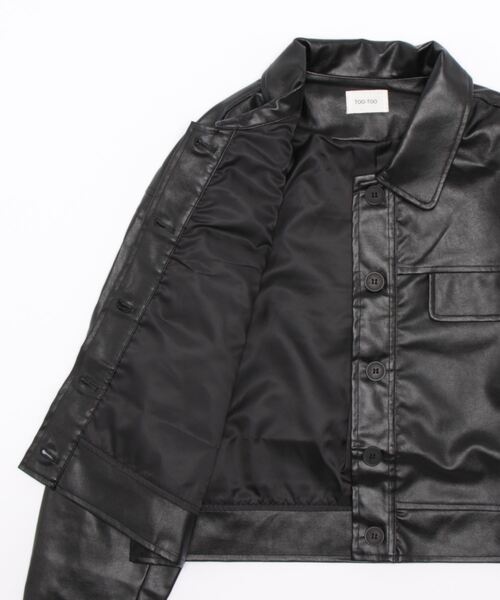 MAISON DE THERESE(メゾン ド テレーズ)の「ビッグサイズ フェイクレザージャケット ライダースジャケット(ライダースジャケット・レディース・キャメル/ブラック・FREE)」の4枚目の写真