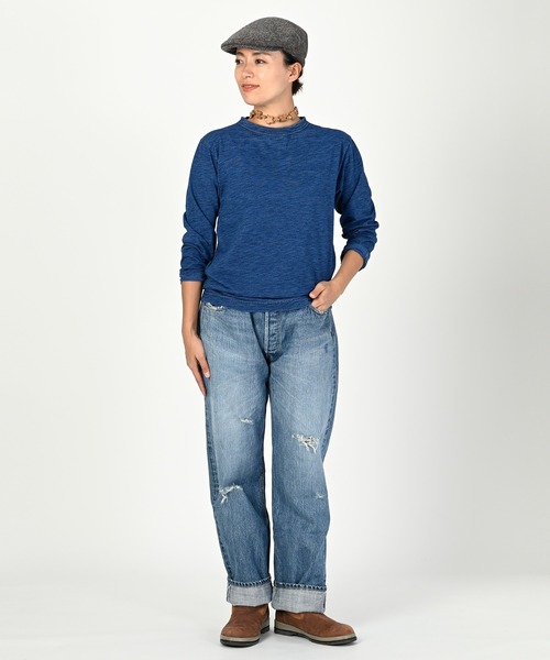 45R(フォーティファイブアール)の「度詰天竺の90845星Tシャツ(インディゴ 重)(Tシャツ/カットソー・レディース・インディゴブルー・X-SMALL/LARGE/SMALL/MEDIUM)」の3枚目の写真