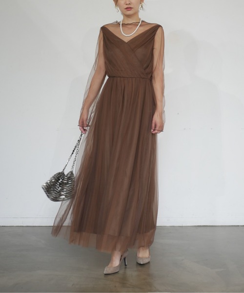 My shawty(マイシャウティー)の「lilac tule day dress(ドレス・レディース・グレー系/ブラウン/ブラック×ベージュ・FREE)」の21枚目の写真