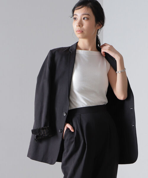 Demi-Luxe BEAMS(デミルクス ビームス)の「AK+1 / ボートネック リブ タンクトップ(タンクトップ・レディース・ホワイト/ブラック・ONE SIZE)」の5枚目の写真