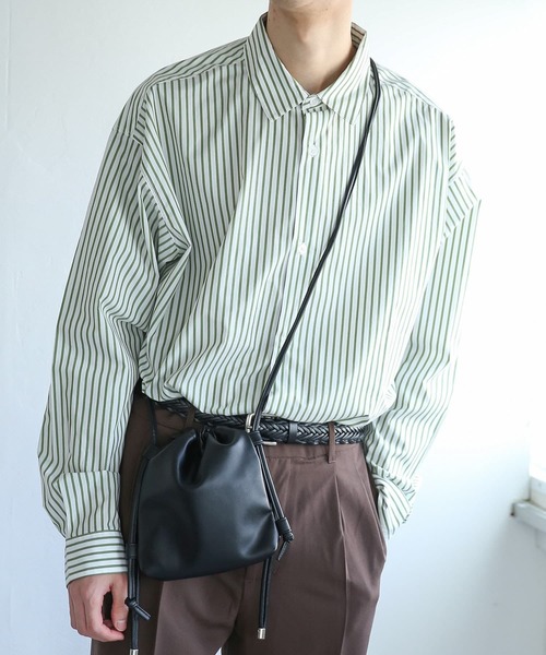 SENSE OF PLACE by URBAN RESEARCH（センスオブプレイスバイアーバンリサーチ）の「『イージーケア』ストライプルーズシャツ（シャツ/ブラウス・メンズ・ホワイト/ブルー/ライトカーキ/ベージュ/チャコールグレー・MEDIUM/LARGE）」の10枚目の写真