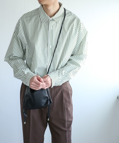 SENSE OF PLACE by URBAN RESEARCH（センスオブプレイスバイアーバンリサーチ）の「『イージーケア』ストライプルーズシャツ（シャツ/ブラウス・メンズ・ホワイト/ブルー/ライトカーキ/ベージュ/チャコールグレー・MEDIUM/LARGE）」の8枚目の写真
