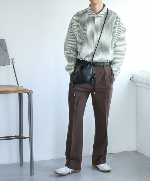 SENSE OF PLACE by URBAN RESEARCH（センスオブプレイスバイアーバンリサーチ）の「『イージーケア』ストライプルーズシャツ（シャツ/ブラウス・メンズ・ホワイト/ブルー/ライトカーキ/ベージュ/チャコールグレー・MEDIUM/LARGE）」の11枚目の写真