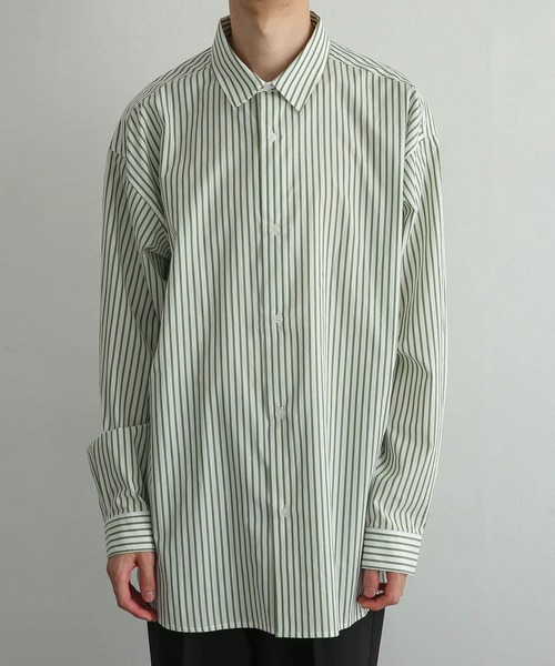 SENSE OF PLACE by URBAN RESEARCH（センスオブプレイスバイアーバンリサーチ）の「『イージーケア』ストライプルーズシャツ（シャツ/ブラウス・メンズ・ホワイト/ブルー/ライトカーキ/ベージュ/チャコールグレー・MEDIUM/LARGE）」の13枚目の写真