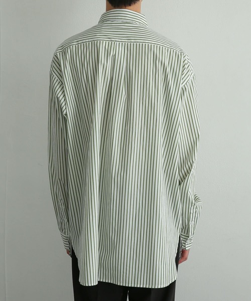 SENSE OF PLACE by URBAN RESEARCH（センスオブプレイスバイアーバンリサーチ）の「『イージーケア』ストライプルーズシャツ（シャツ/ブラウス・メンズ・ホワイト/ブルー/ライトカーキ/ベージュ/チャコールグレー・MEDIUM/LARGE）」の15枚目の写真
