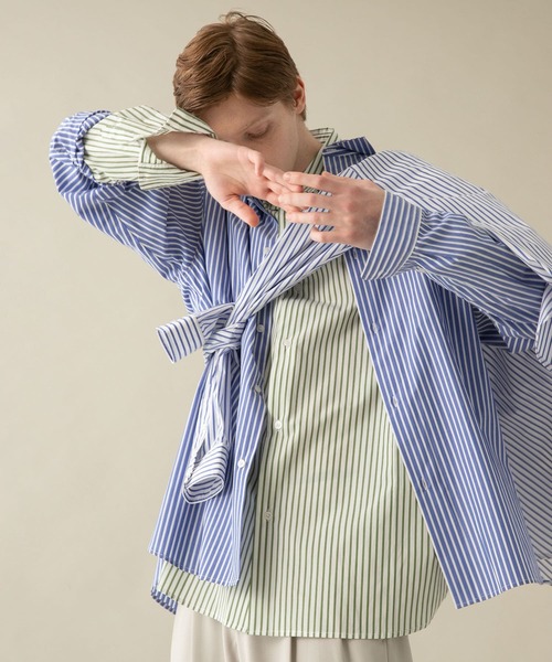 SENSE OF PLACE by URBAN RESEARCH（センスオブプレイスバイアーバンリサーチ）の「『イージーケア』ストライプルーズシャツ（シャツ/ブラウス・メンズ・ホワイト/ブルー/ライトカーキ/ベージュ/チャコールグレー・MEDIUM/LARGE）」の19枚目の写真