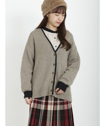 Samansa Mos2 | 配色Vネックニットカーディガン(カーディガン/ボレロ)